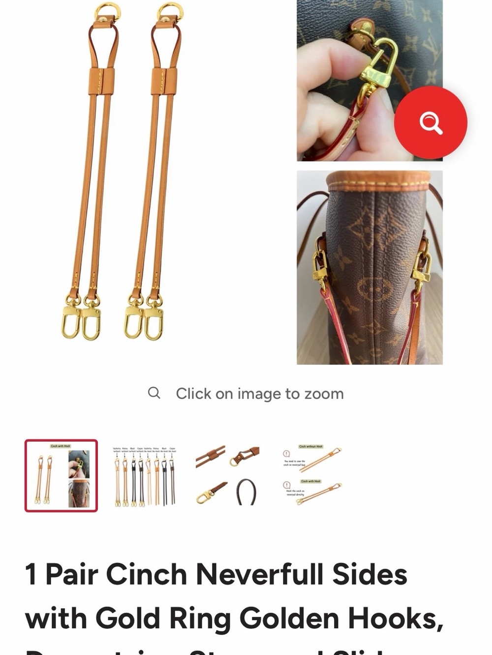 Louis Vuitton Neverfull replacement side straps